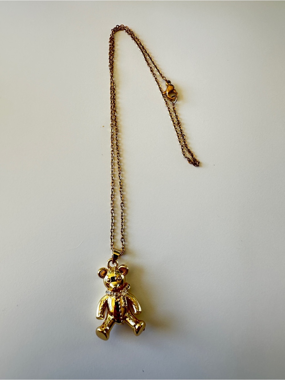 Gold-Tone Teddy Bear Pendant Necklace - Women Jewelry